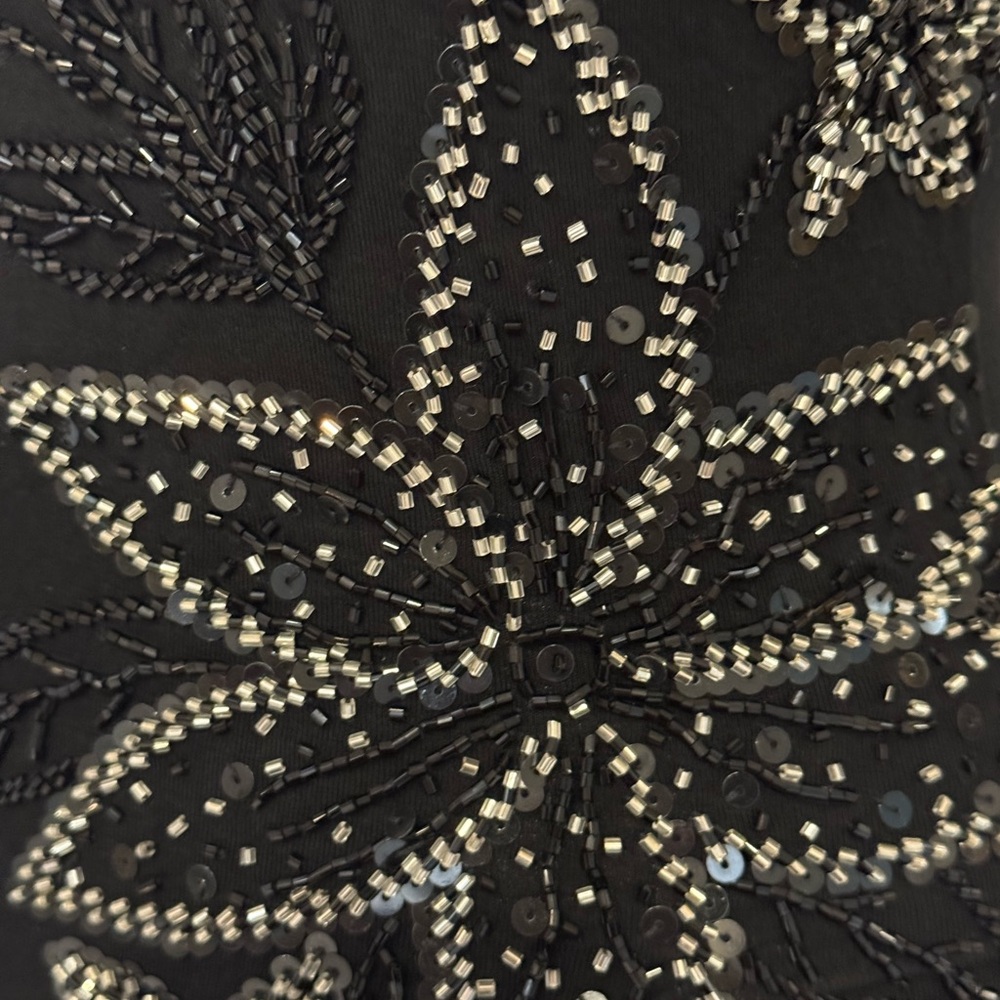 Hand beaded Black Halter top on stretch quality fabric. Brand new with tags. - Picture 2 of 5